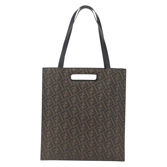 FENDI Zucca Canvas Tote Bag Black Brown Auth ka1401M