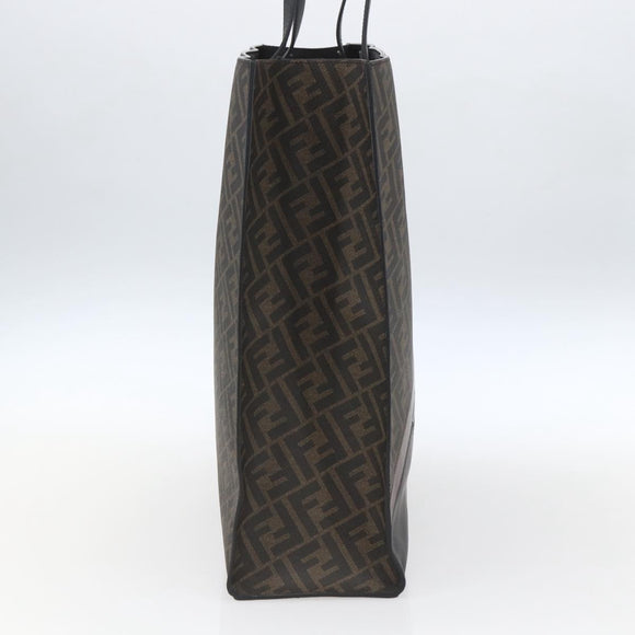 FENDI Zucca Canvas Tote Bag Black Brown Auth ka1401M
