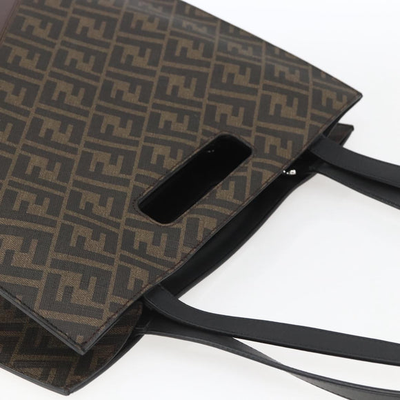 FENDI Zucca Canvas Tote Bag Black Brown Auth ka1401M