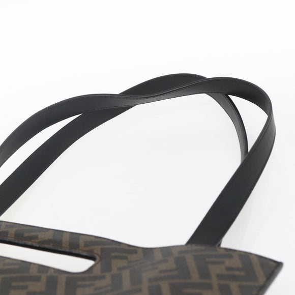 FENDI Zucca Canvas Tote Bag Black Brown Auth ka1401M