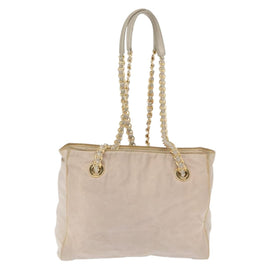 PRADA Chain Shoulder Bag Nylon Beige Gold Auth ka1407 - 0