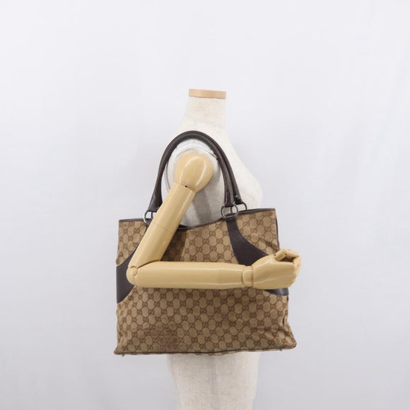GUCCI GG Canvas Tote Bag Beige 115016 Auth ka1408