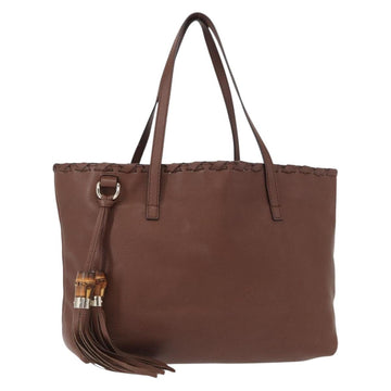 GUCCI Tote Bag Leather Brown Gold 354665 Auth ka141