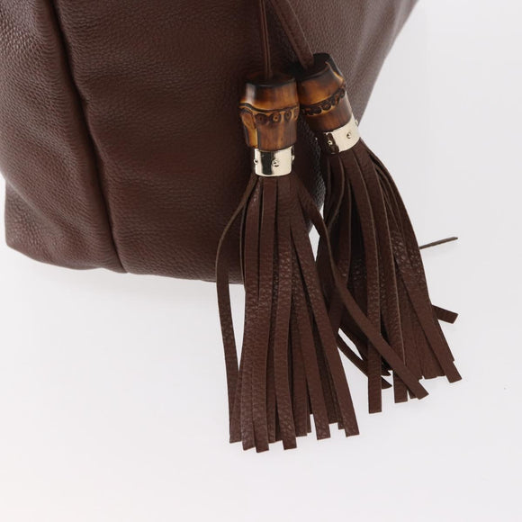 GUCCI Tote Bag Leather Brown Gold 354665 Auth ka141