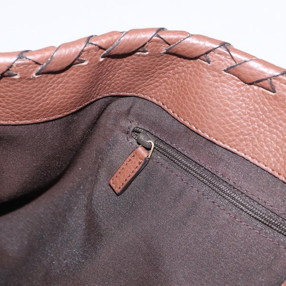 GUCCI Tote Bag Leather Brown Gold 354665 Auth ka141