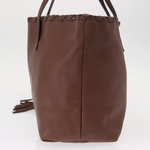 GUCCI Tote Bag Leather Brown Gold 354665 Auth ka141