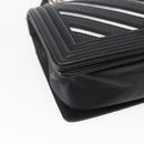 CHANEL Chain Boy Chanel V Stitch Bag Leather Black Silver CC Auth ka1417SAM-14