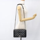CHANEL Chain Boy Chanel V Stitch Bag Leather Black Silver CC Auth ka1417SAM-21