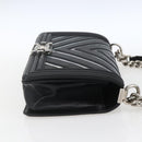 CHANEL Chain Boy Chanel V Stitch Bag Leather Black Silver CC Auth ka1417SAM-4