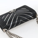 CHANEL Chain Boy Chanel V Stitch Bag Leather Black Silver CC Auth ka1417SAM-6
