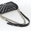 CHANEL Chain Boy Chanel V Stitch Bag Leather Black Silver CC Auth ka1417SAM-7