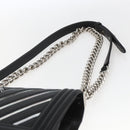 CHANEL Chain Boy Chanel V Stitch Bag Leather Black Silver CC Auth ka1417SAM-8
