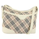 BURBERRY Nova Check Shoulder Bag Canvas White Silver Auth ka142-1