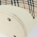 BURBERRY Nova Check Shoulder Bag Canvas White Silver Auth ka142-10