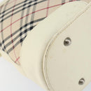 BURBERRY Nova Check Shoulder Bag Canvas White Silver Auth ka142-11