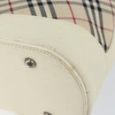 BURBERRY Nova Check Shoulder Bag Canvas White Silver Auth ka142-12