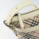 BURBERRY Nova Check Shoulder Bag Canvas White Silver Auth ka142-14