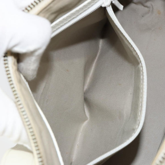 BURBERRY Nova Check Shoulder Bag Canvas White Silver Auth ka142