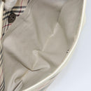 BURBERRY Nova Check Shoulder Bag Canvas White Silver Auth ka142-21