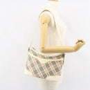 BURBERRY Nova Check Shoulder Bag Canvas White Silver Auth ka142-22