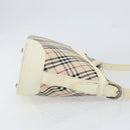 BURBERRY Nova Check Shoulder Bag Canvas White Silver Auth ka142-4