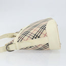 BURBERRY Nova Check Shoulder Bag Canvas White Silver Auth ka142-5