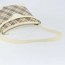 BURBERRY Nova Check Shoulder Bag Canvas White Silver Auth ka142-7