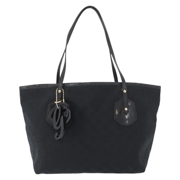 GUCCI GG Canvas Tote Bag Black Gold 211976 Auth ka1421
