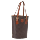 CELINE Macadam Canvas Tote Bag PVC Leather Brown Gold Auth ka1426-1