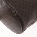 CELINE Macadam Canvas Tote Bag PVC Leather Brown Gold Auth ka1426-17
