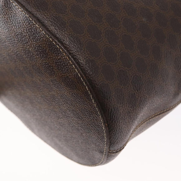 CELINE Macadam Canvas Tote Bag PVC Leather Brown Gold Auth ka1426
