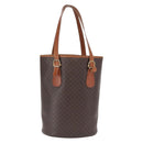 CELINE Macadam Canvas Tote Bag PVC Leather Brown Gold Auth ka1426-2
