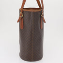 CELINE Macadam Canvas Tote Bag PVC Leather Brown Gold Auth ka1426-3