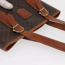 CELINE Macadam Canvas Tote Bag PVC Leather Brown Gold Auth ka1426-6