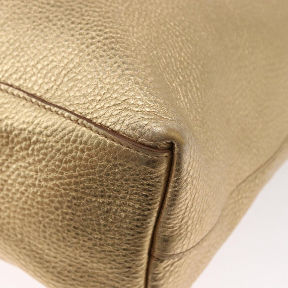 PRADA Tote Bag Leather Gold Tone Auth ka143A