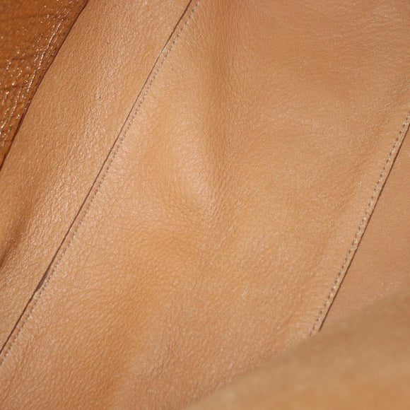 PRADA Tote Bag Leather Gold Tone Auth ka143A