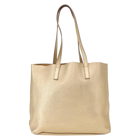PRADA Tote Bag Leather Gold Tone Auth ka143A
