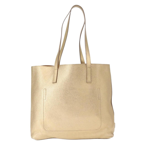 PRADA Tote Bag Leather Gold Tone Auth ka143A