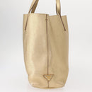 PRADA Tote Bag Leather Gold Tone Auth ka143-4