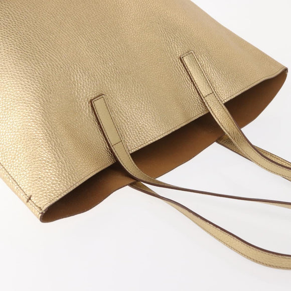 PRADA Tote Bag Leather Gold Tone Auth ka143A