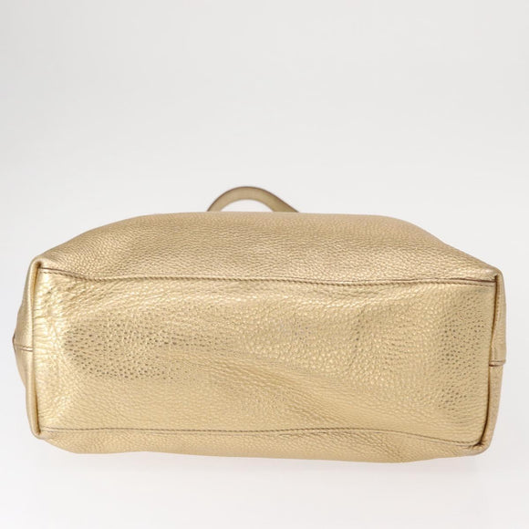 PRADA Tote Bag Leather Gold Tone Auth ka143