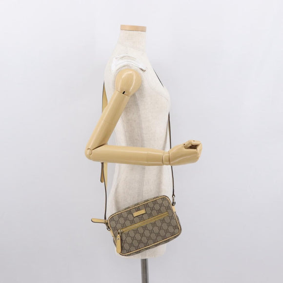 GUCCI GG Supreme Shoulder Bag PVC Beige Gold 201447 Auth ka1430