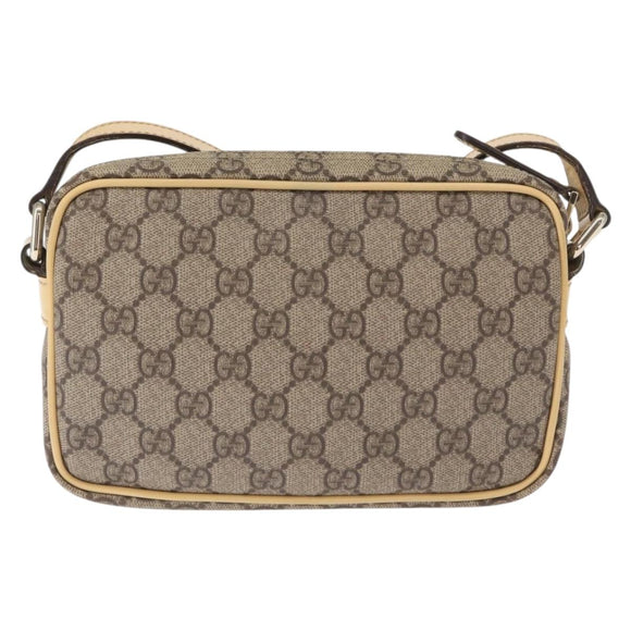 GUCCI GG Supreme Shoulder Bag PVC Beige Gold 201447 Auth ka1430