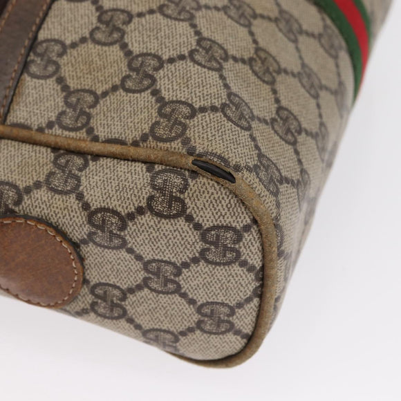 GUCCI GG Supreme Web Sherry Line Shoulder Bag PVC Beige Gold Red Auth ka1433