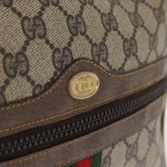 GUCCI GG Supreme Web Sherry Line Shoulder Bag PVC Beige Gold Red Auth ka1433