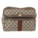 GUCCI GG Supreme Web Sherry Line Shoulder Bag PVC Beige Gold Red Auth ka1433-2