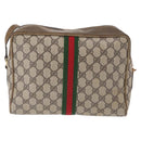 GUCCI GG Supreme Web Sherry Line Shoulder Bag PVC Beige Gold Red Auth ka1433-3