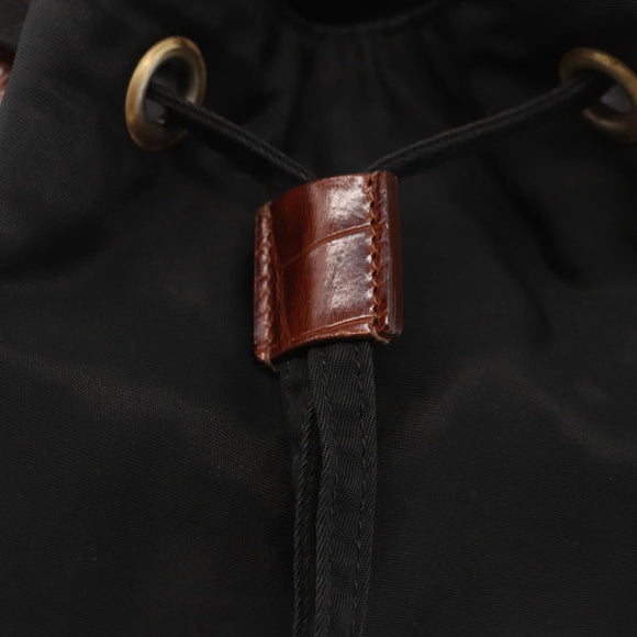 PRADA Shoulder Bag Nylon Leather Black Gold Auth ka1434
