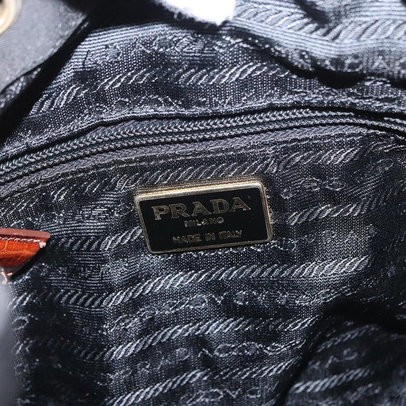PRADA Shoulder Bag Nylon Leather Black Gold Auth ka1434