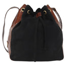 PRADA Shoulder Bag Nylon Leather Black Gold Auth ka1434-13